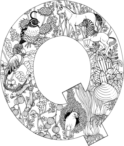 Letter Q With Animals Coloring Page